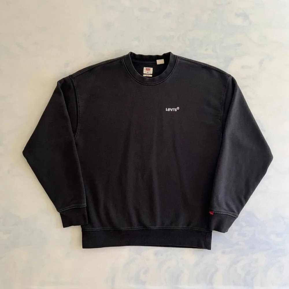 Levi's Black Crewneck Logo Fleece Sweater Men's XS